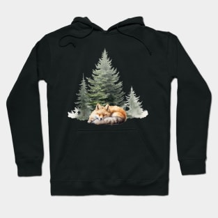 sleeping fox  In Front of Trees Hoodie